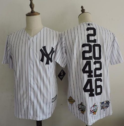 Yankees #2 #20 #42 #46 White Anniversary Throwback Stitched MLB Jersey